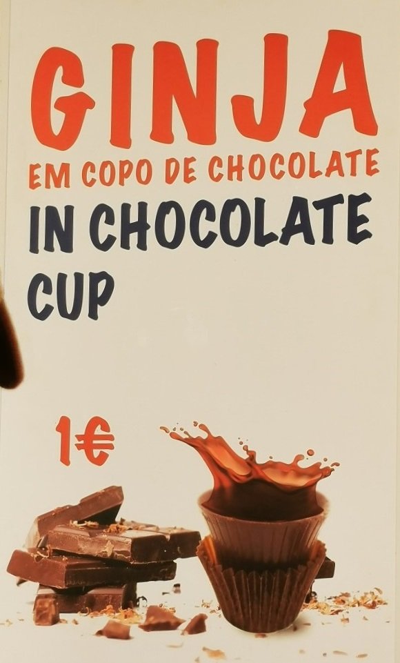An advertising poster for Portuguese herry drink Ginjinha.